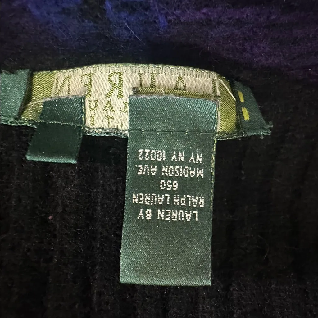 Lauren Ralph Lauren Petite Plaid Quarter Zip Wool Blend Sweater PS Black Purple - Image 7