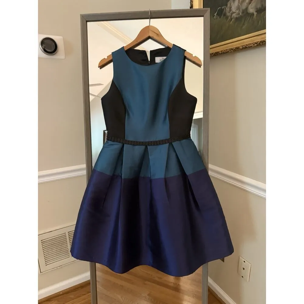 Belle Badgley Mischka Color Block Beaded Cocktail Dress Size 4 - Image 4