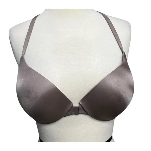 Victorias Secret Very Sexy Plunge Bra 34D Brown Racerback Push Up Padded Strappy - Image 2