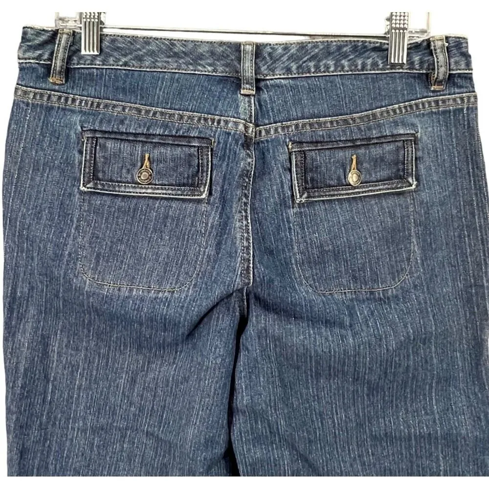 Liz Claiborne Jeans Women 8 Blue Cuffed Crop Mid Rise Straight Fit Denim Coastal - Image 5