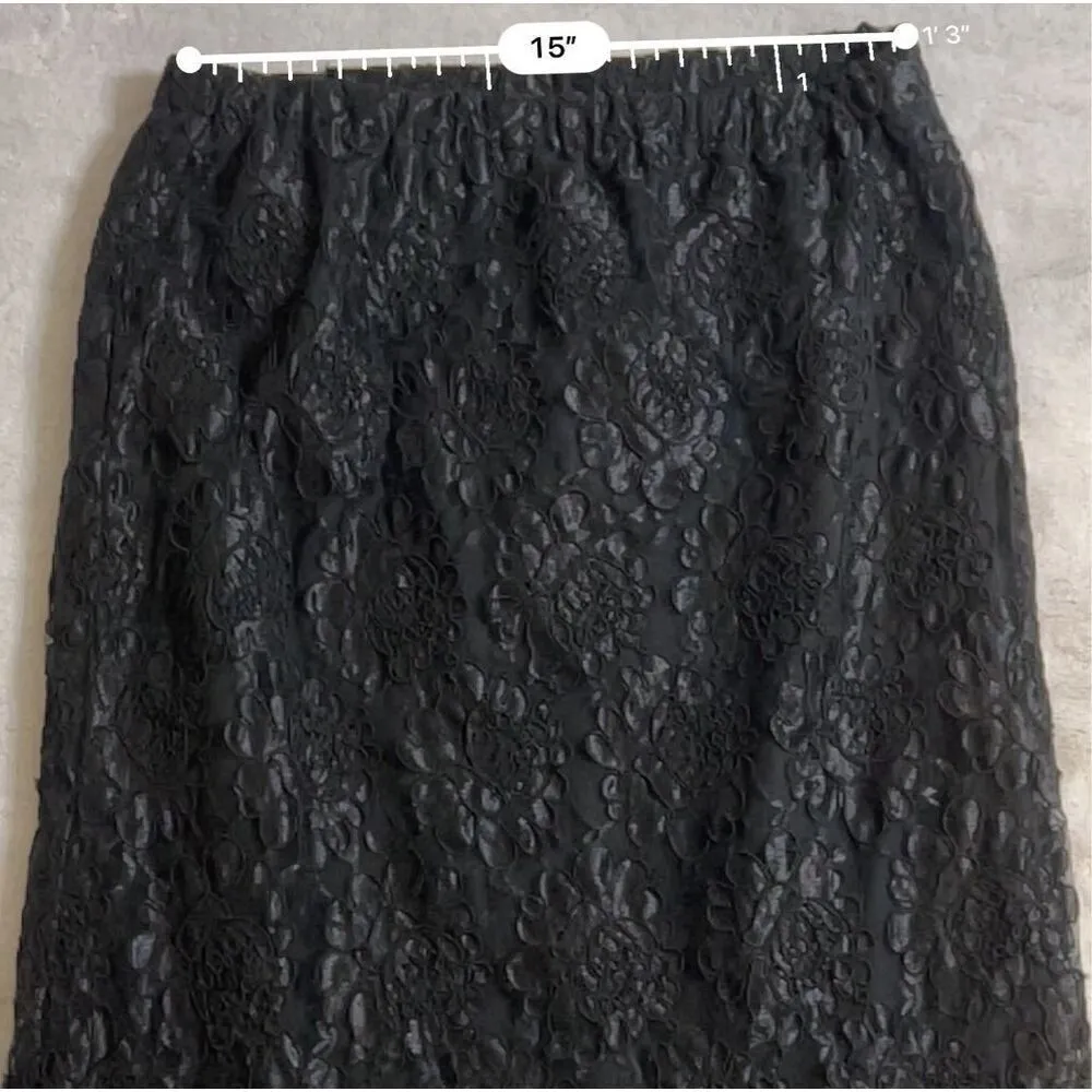 Women’s Gothic Victorian Textured Floral Maxi Mermaid Skirt Black Size M - Image 2