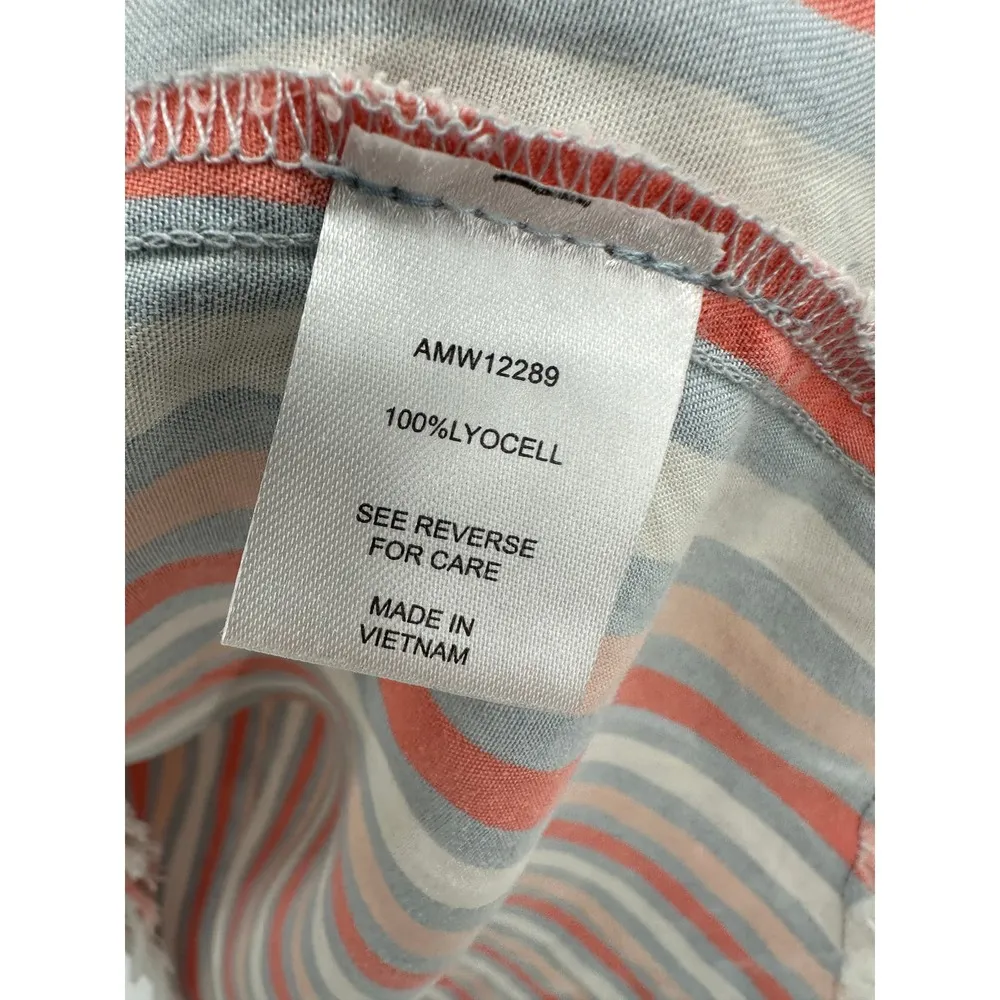 Alison Andrews Top Women SMALL Pink White Blue Striped Short Sleeve High Low - Image 6