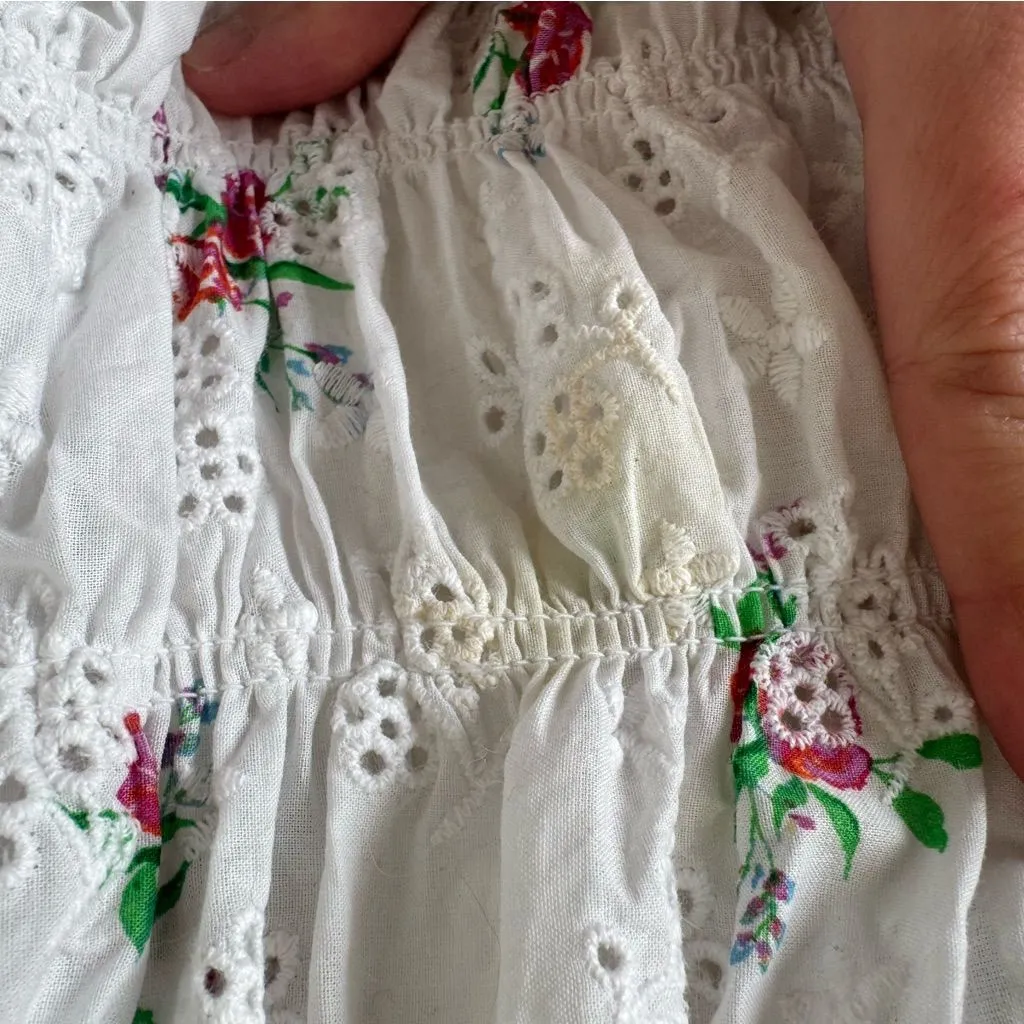 White For Love & Lemons Tarte Eyelet Smocked Floral Mini Dress - Image 11