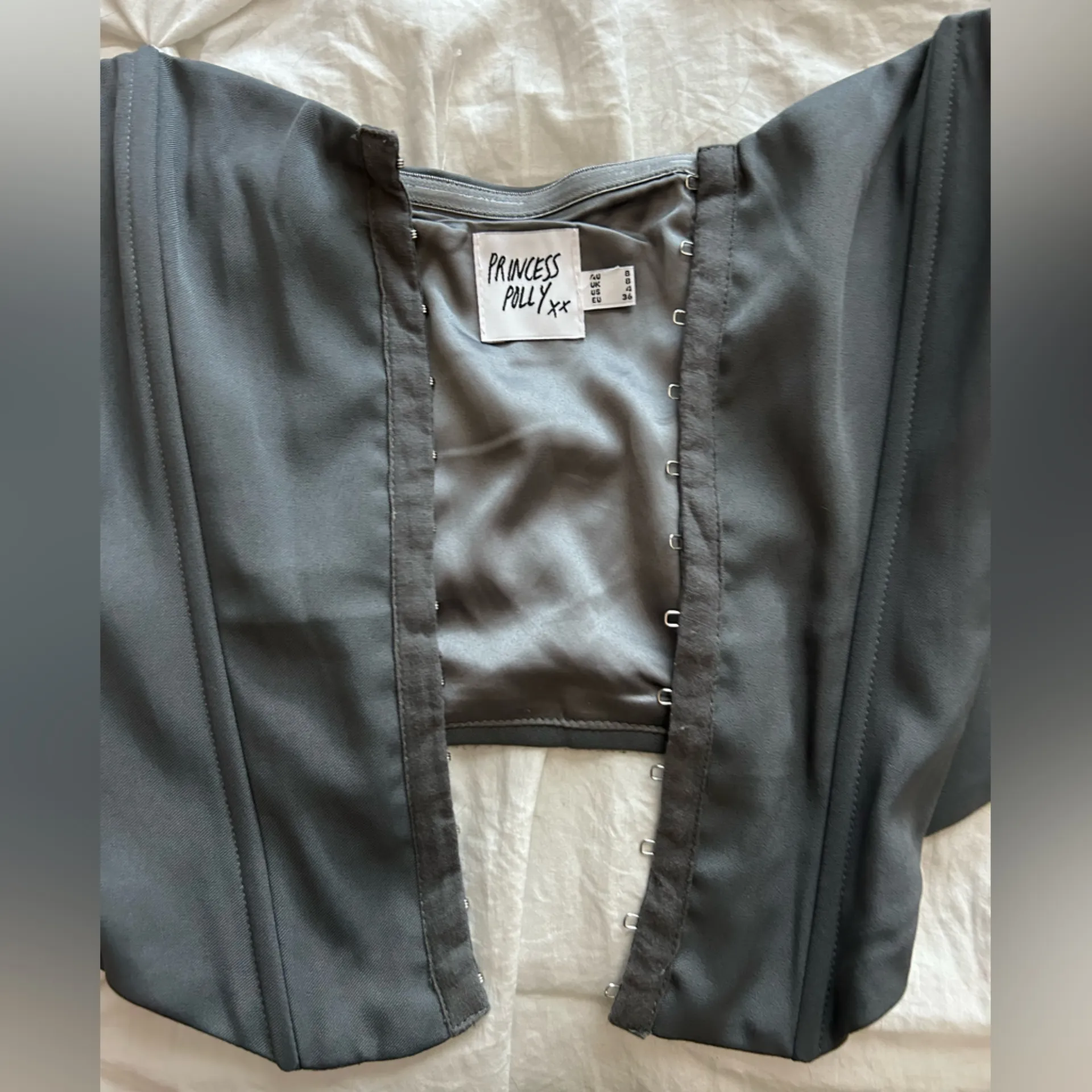 Princess Polly Charcoal Satin Corset Top 4 - Image 3