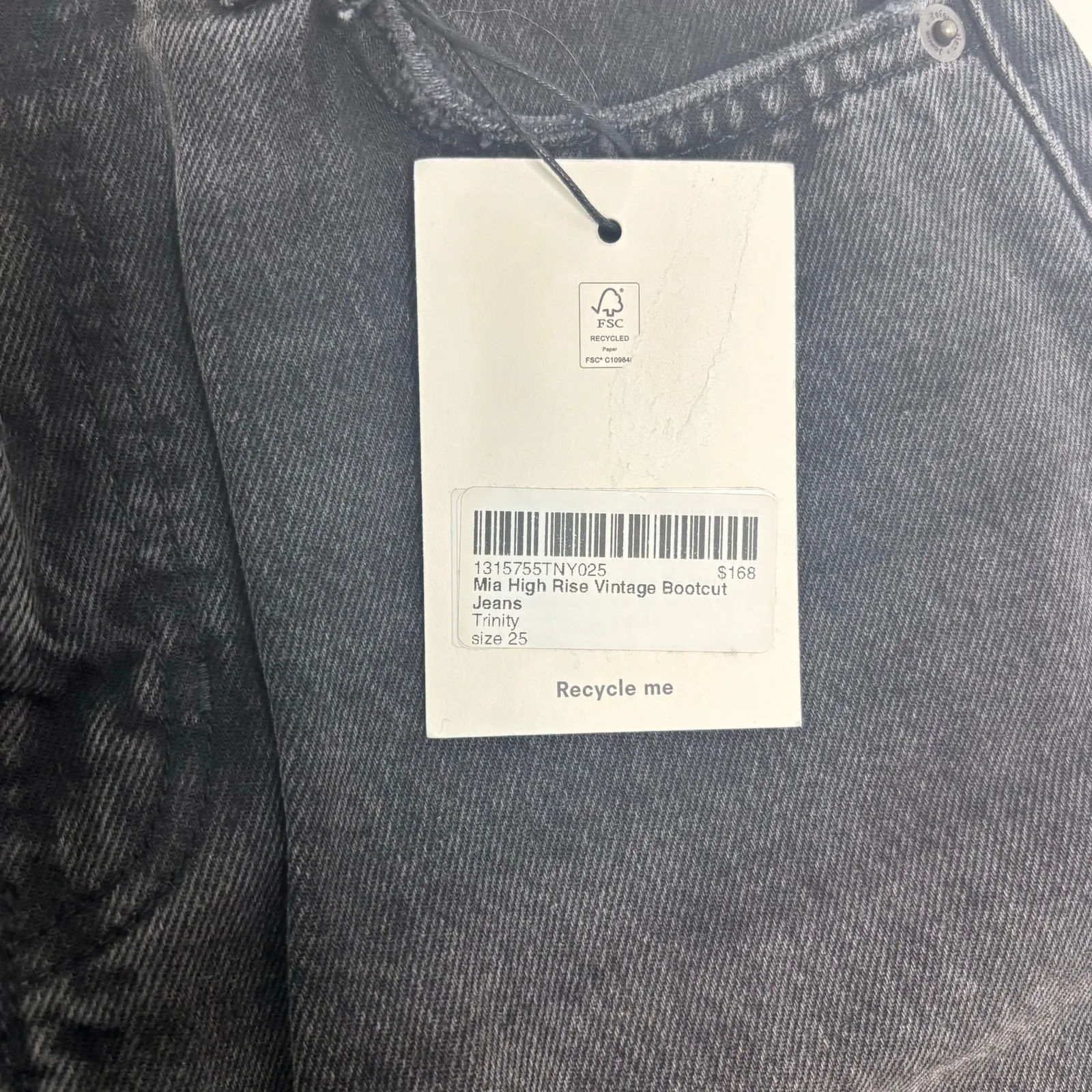 Reformation Mia Black High Rise Vintage Bootcut Jeans Rigid Denim Trinity 25 - Image 8