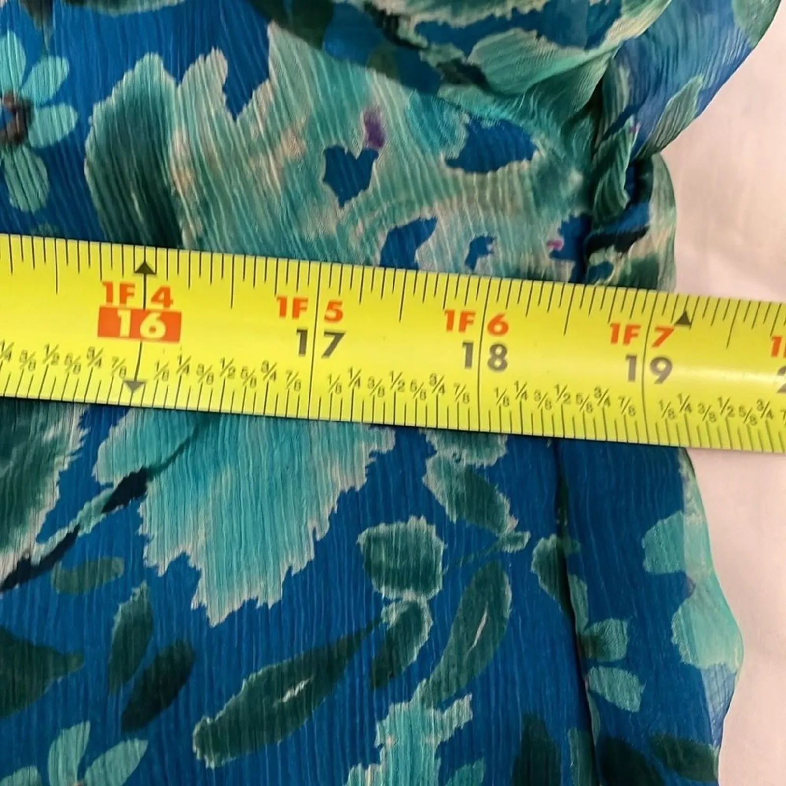 Johnny Was Jade Raquel Silk Mini Dress Womens Size Large Blue and Green Floral - Image 6