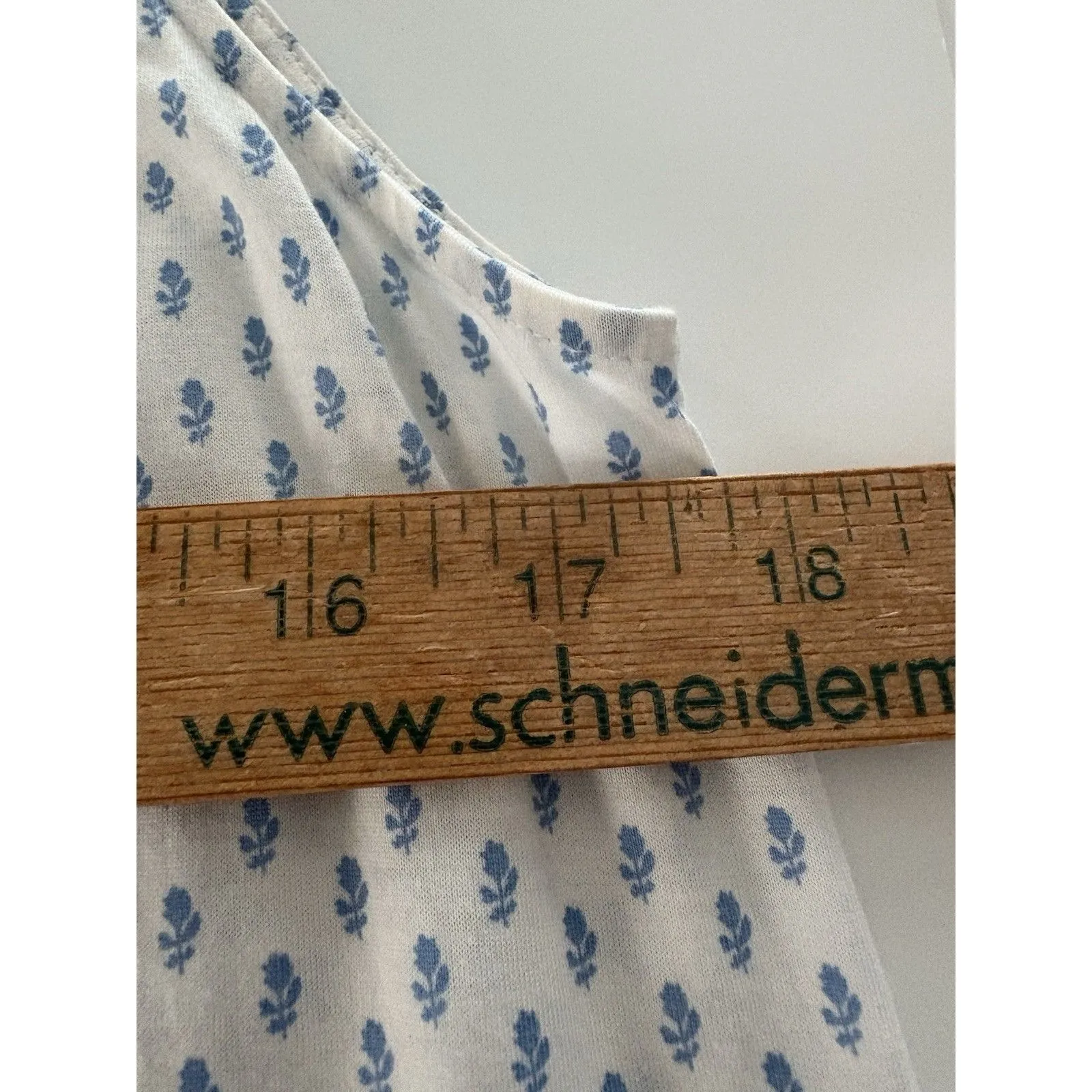 P. Jamas Pima Cotton Night Gown XS White Blue Floral Cottagecore Prairie Trad - Image 11