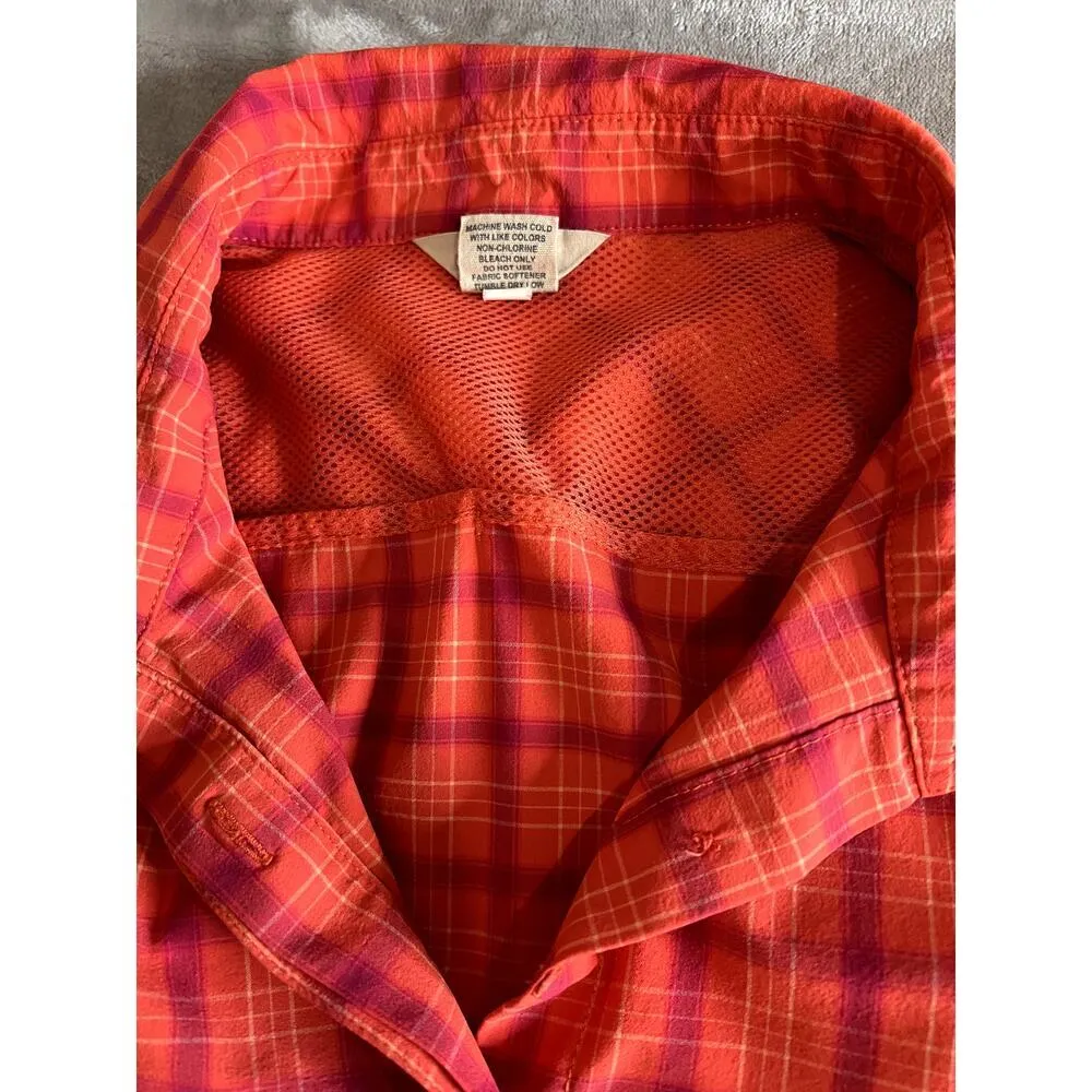 Duluth Trading womens size XXL Sidewinder Gardening shirt orange plaid button-up - Image 8