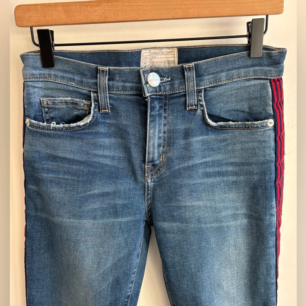 Current Elliott Racer Stripe Stiletto Skinny Jeans 26 layered Classic holiday - Image 2