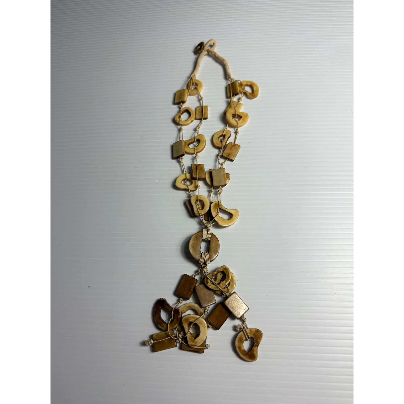 Boho Chic Necklace Geometric‎ Bead Statement Necklace Adjustable Brown - Image 5