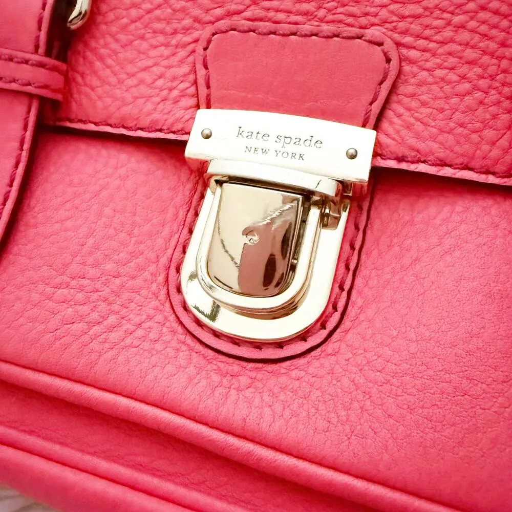 KATE SPADE | Lola Avenue Lia Leather Satchel Messenger Bag Hot Coral Pink - Image 2