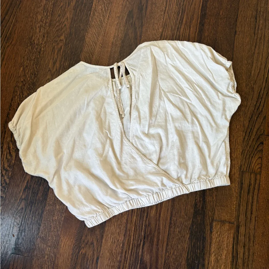 Madewell cropped cream colored peasant style top - Image 3