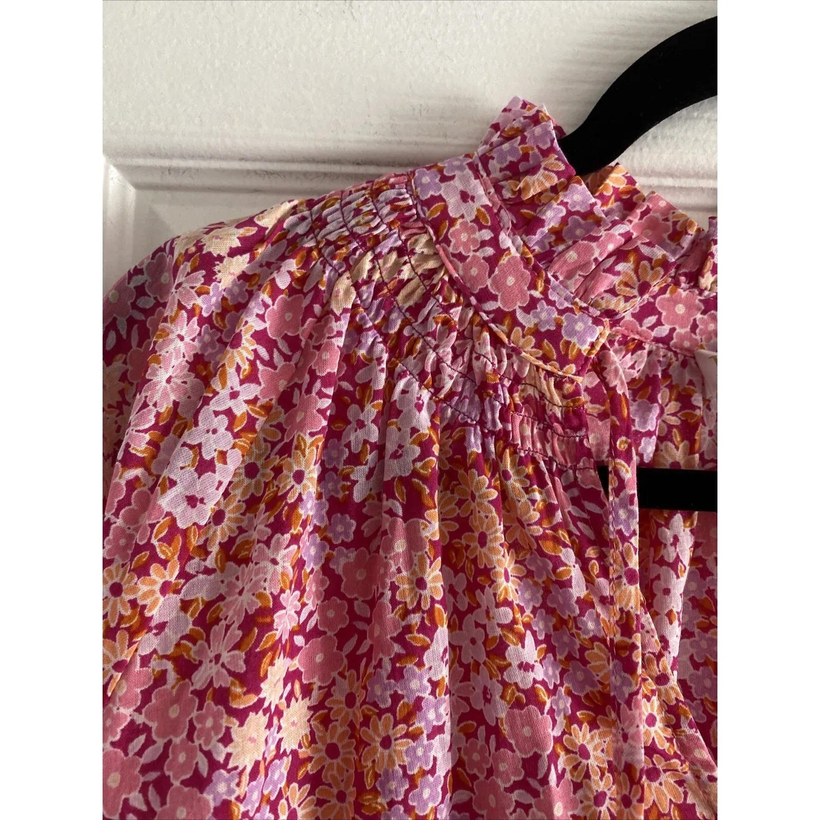 Karlie Womens Small Pink Floral Blouse Feminine Cottagecore Clean Girl Feminine - Image 4