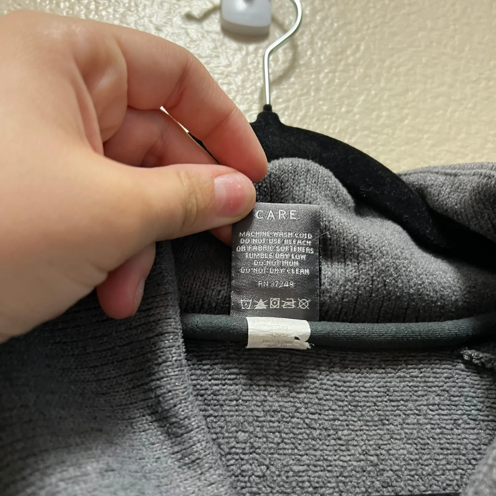 REI Sweater Heather Gray Shawl Collar Long Sleeve Pullover Fleece Sz M - Image 9