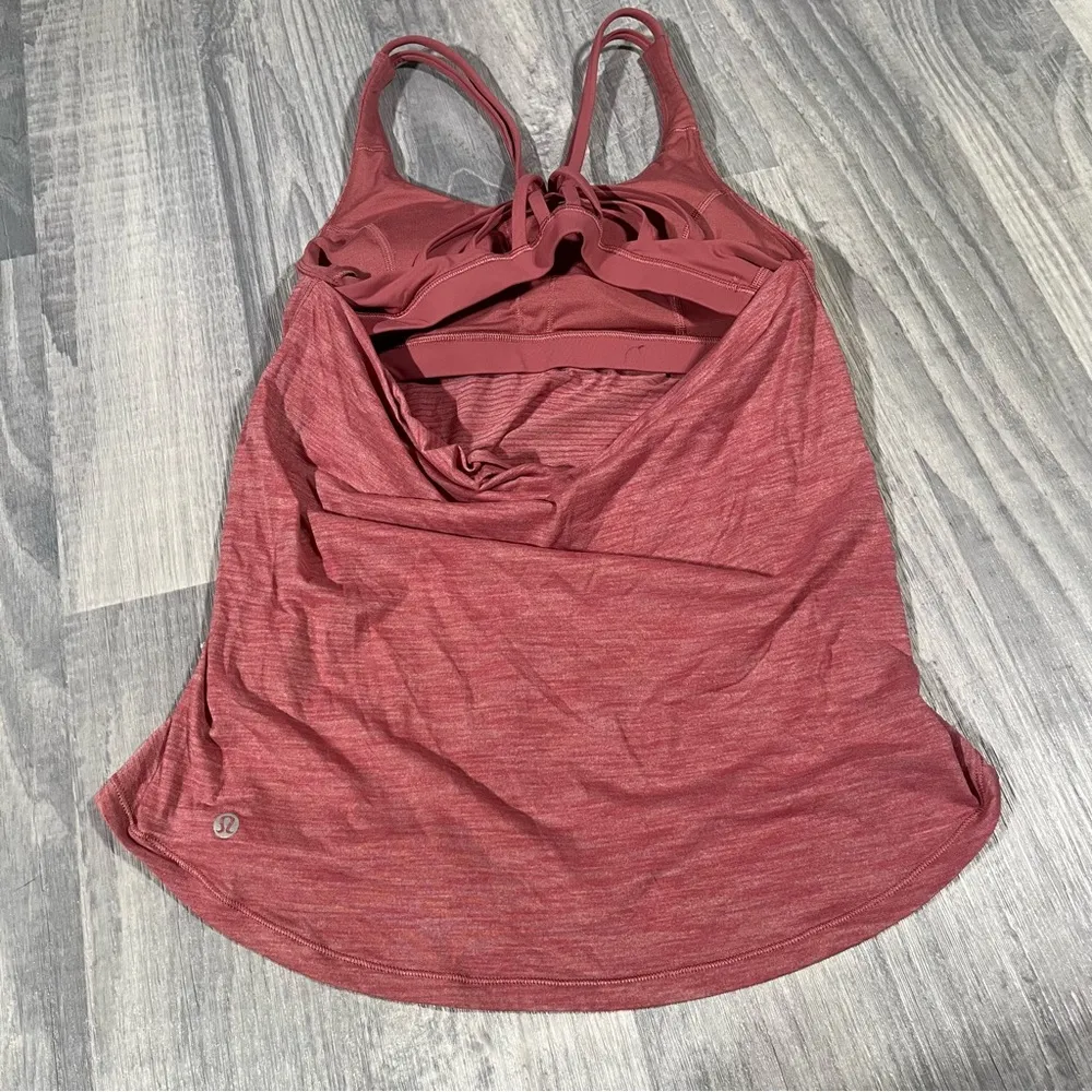 Lululemon Moment To Movement 2-In-1 Wine Pink Tank Top Women’s Size 6 Sports Bra - Image 5