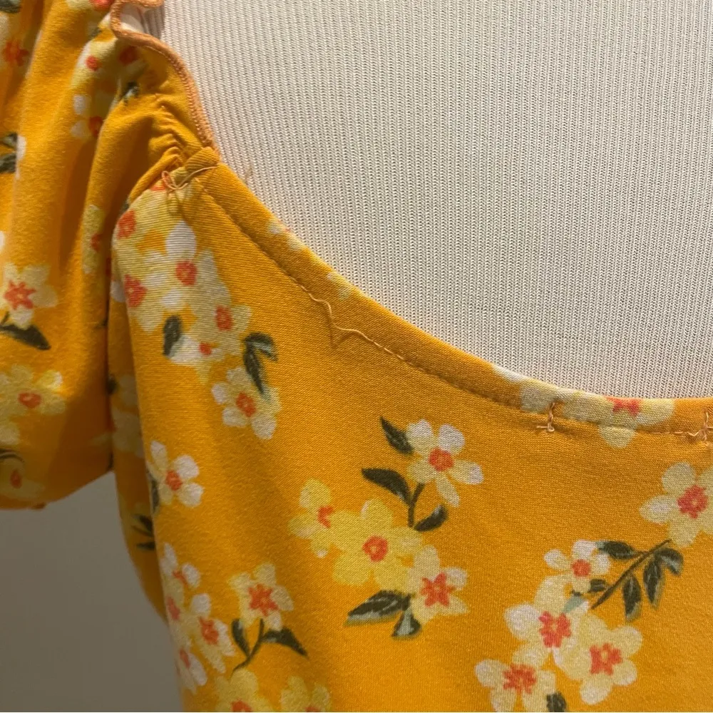 Derek Heart Orange Dress With Yellow Tone Flowers And Bow Size Large - Image 7