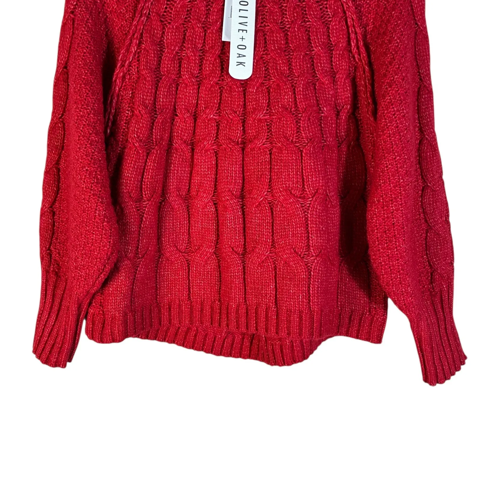 NWT Olive + Oak Cherry Red Knit Textured Sweater Size S - Image 3