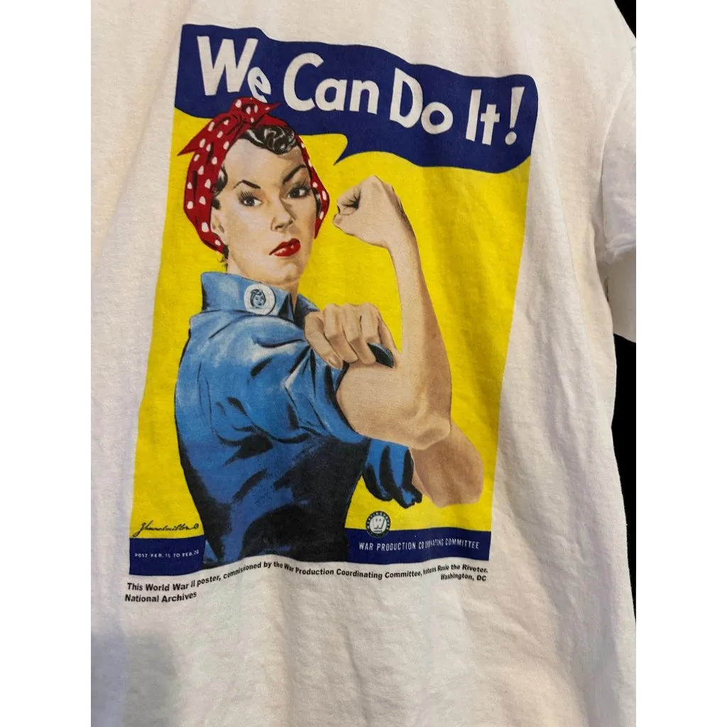 Rosie The Riveter "We Can Do It!" Graphic White‎ Tee Medium White - Image 3