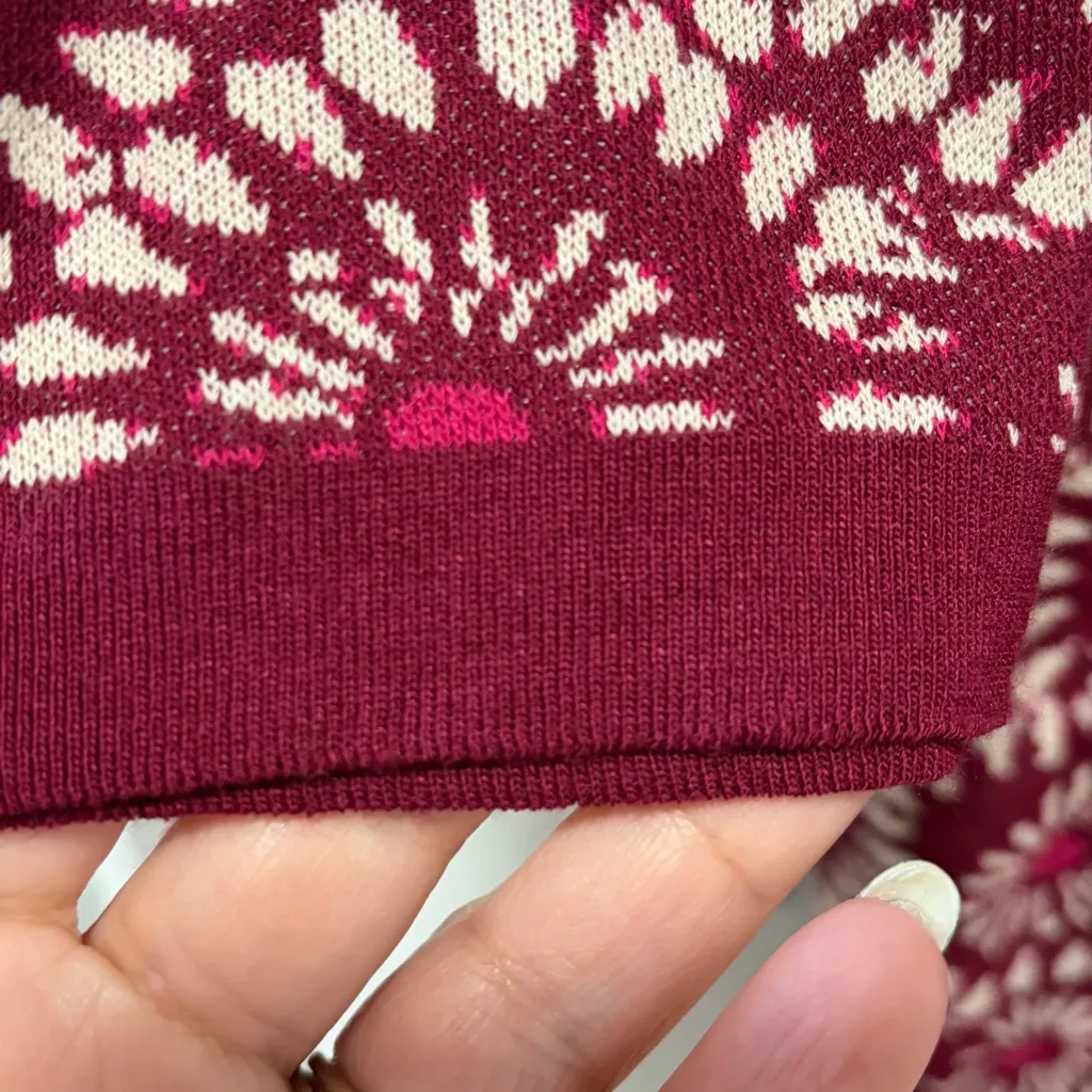 United Colors of Benetton NWT size Small Burgundy Daisy Duster Cardigan Sweater - Image 10