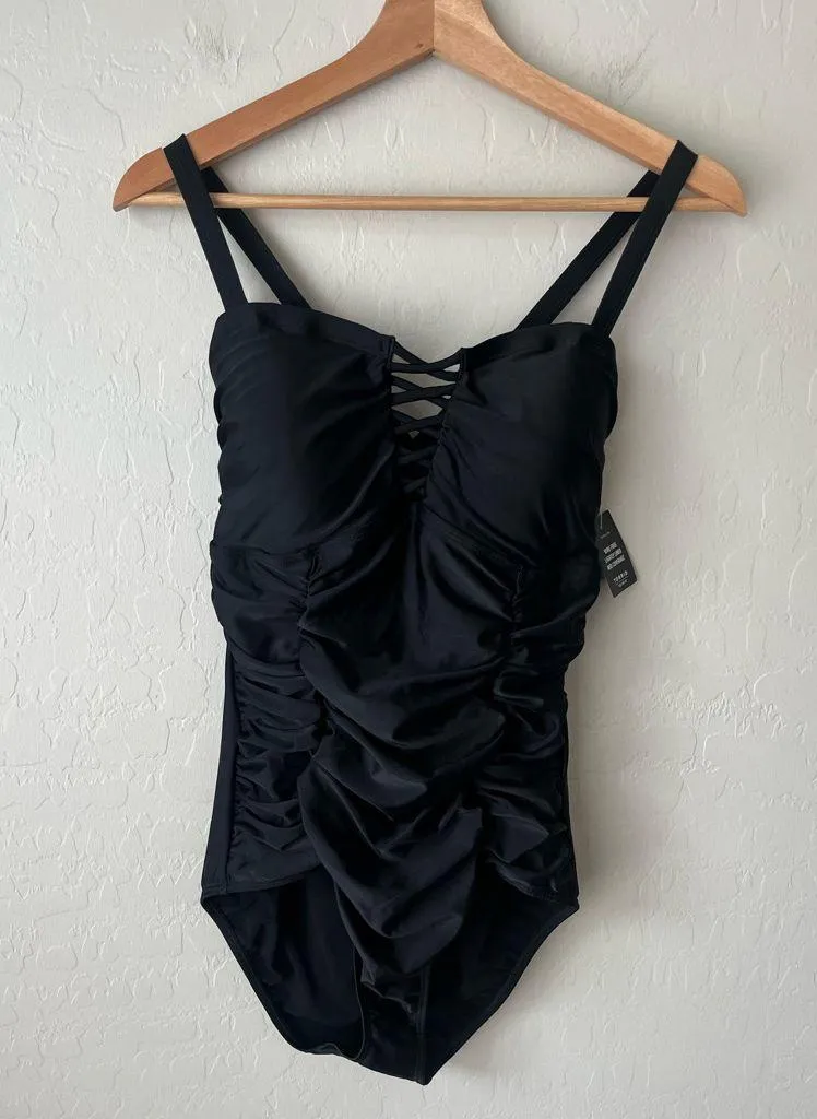 NWT Torrid black lattice front one piece swimsuit black torrid 0 (12) - Image 6