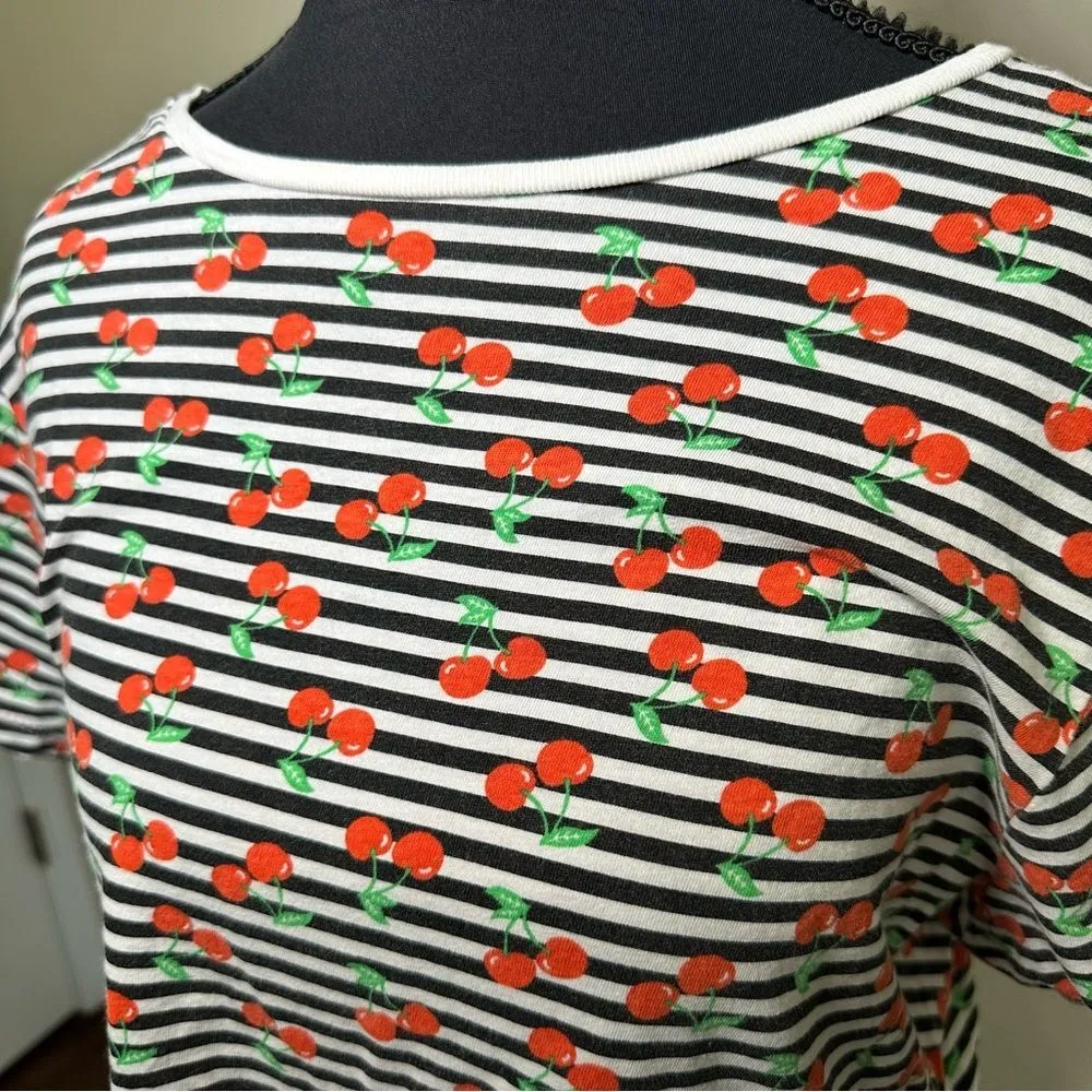 Primark Cherry Striped Short Sleeve Tee - Image 2