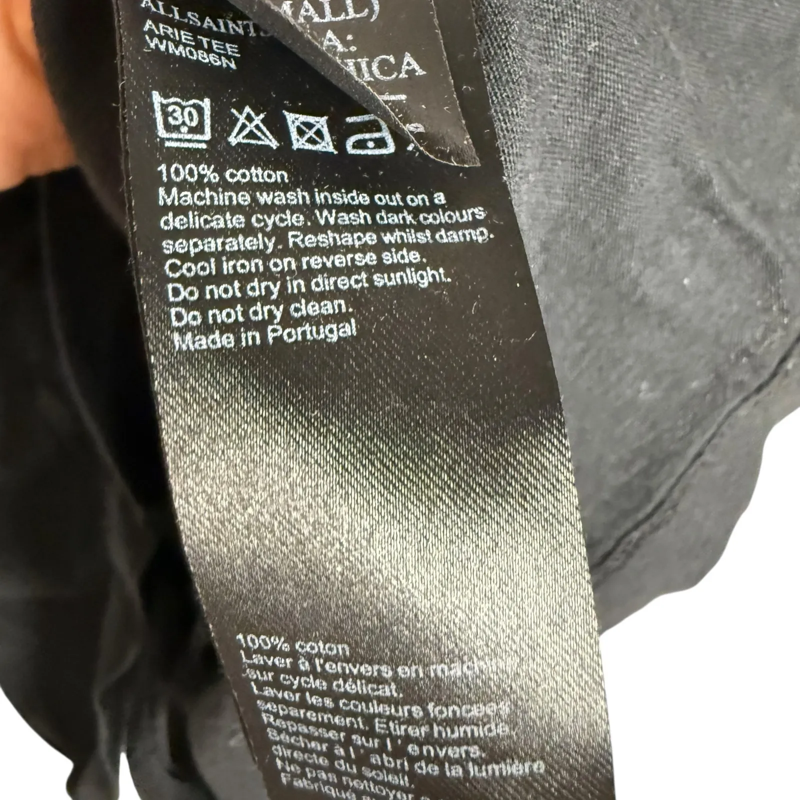 AllSaints Arie Black Ruched Oversized Drawstring Crewneck Tee Size XS - Image 6