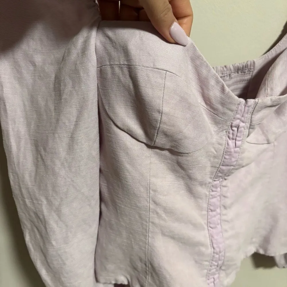Aritzia Wilfred Muse Linen Corset Blouse Lilac Purple- Size Small - Image 6
