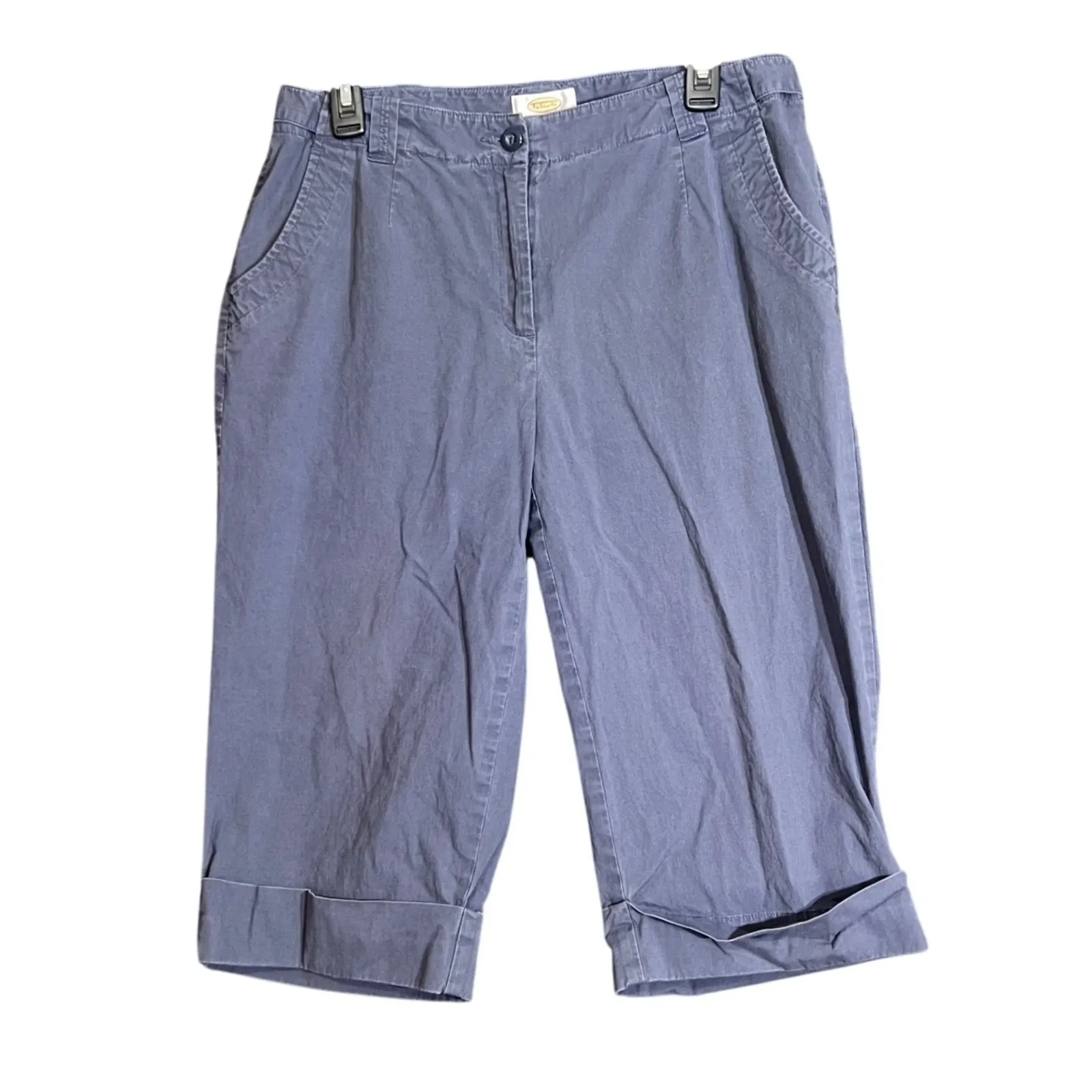 Talbots Stretch Capri Pants Womens 12W Petites Blue Casual Rolled Cuffs Summer - Image 2