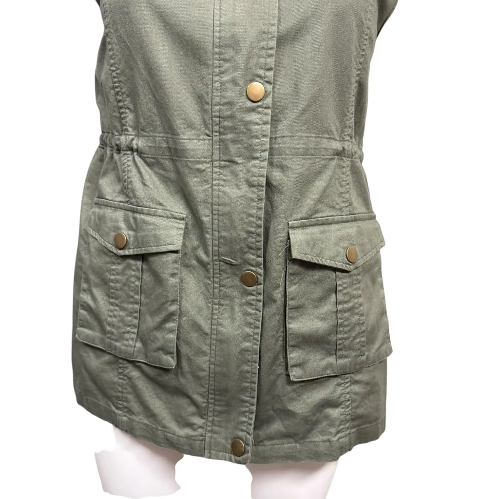 Market & Spruce Olive Green Utility Vest Women’s Size Large Drawstring Waist - Image 3