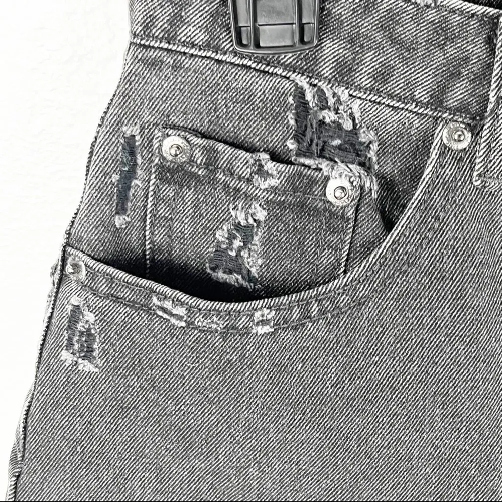 GLASSONS Black Wash High Rise Frayed Hem Jean Shirts, Size 12 - Image 8