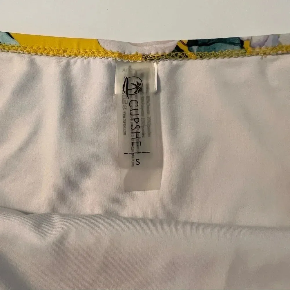 Cupshe Highrise High Waisted Floral Bikini Bottoms Yellow Roses Small - Image 4