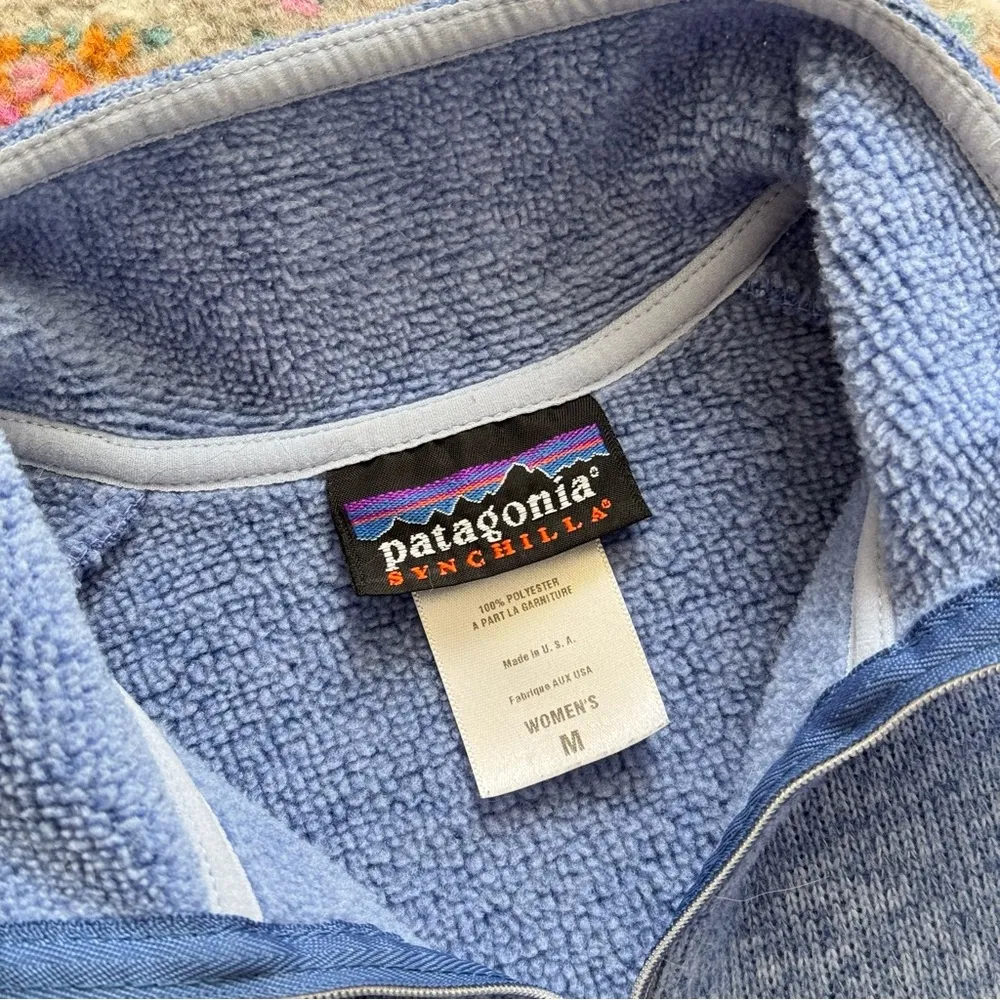 Patagonia Synchilla Blue 1/4 Zip Fleece Lined Pullover Sweater Women’s Medium - Image 4