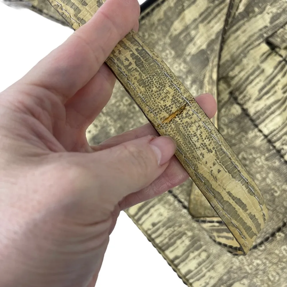 Plinio Visona Snakeskin Print Italian Leather Cream Crossbody Purse Bag - Image 13