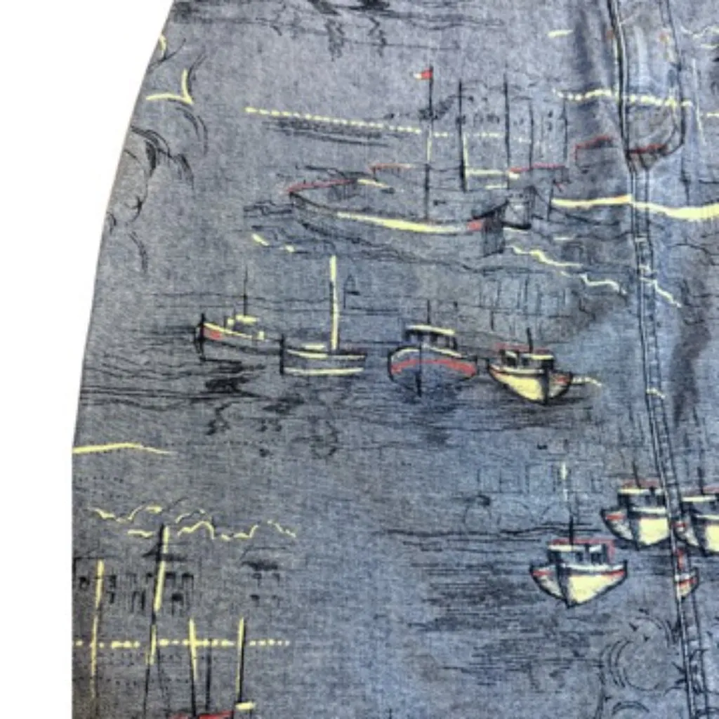 Liz Claiborne 100% Cotton Denim Skirt Vintage Nautical Print Size 14 - Image 3
