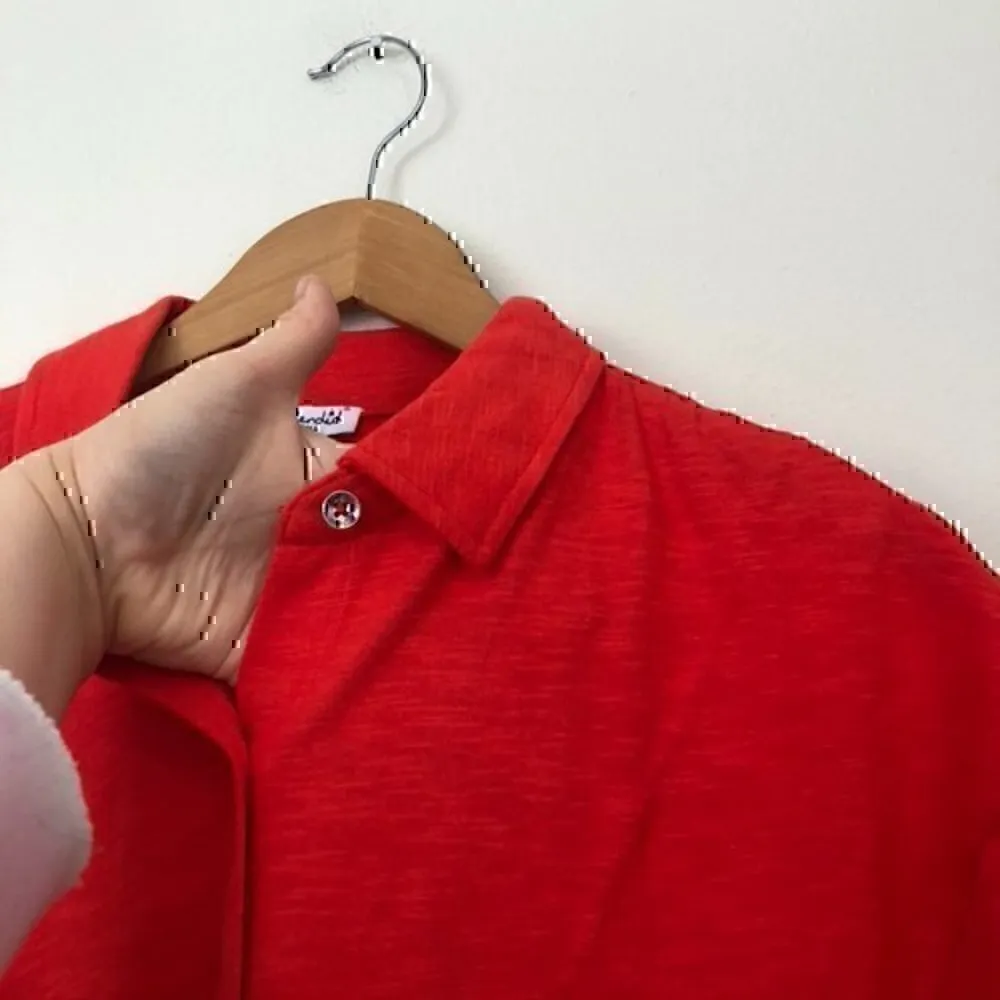 NEW NWT SPLENDID ANTHROPOLOGIE Tie Hem Button Down Top Red 100% Cotton Small S - Image 8