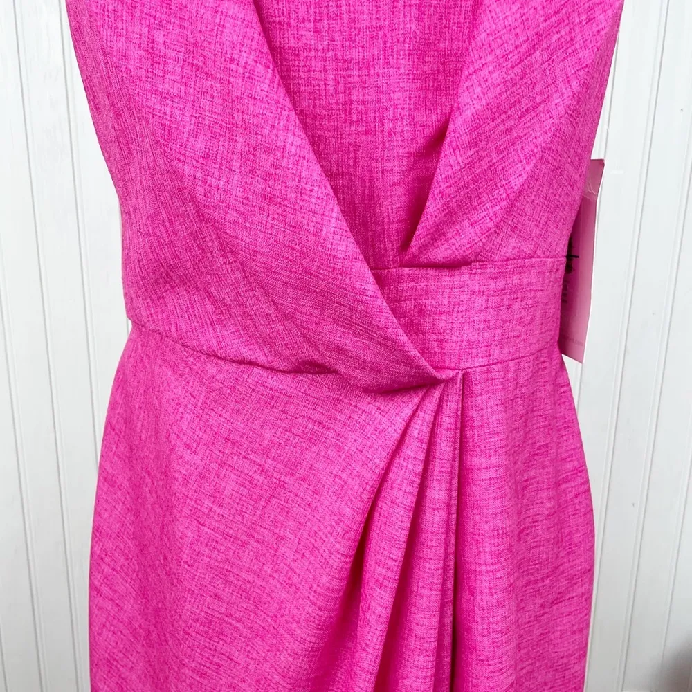 NEW Theia Collared Neck Cocktail Dress 870033 Bright Fuchsia Pink Womens Size 10 - Image 5