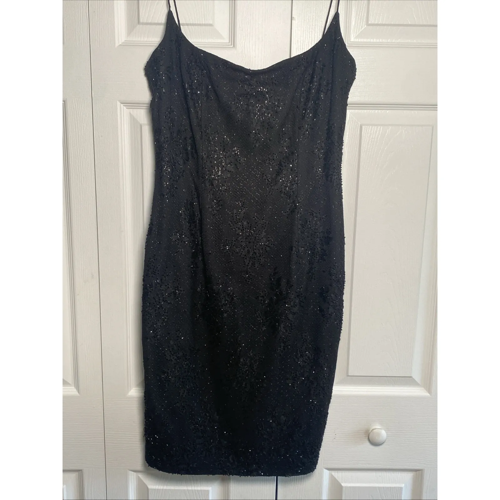 Carmen Marc Valvo Womens 8 Black Beaded Dress Event Gala Hoco - Image 2