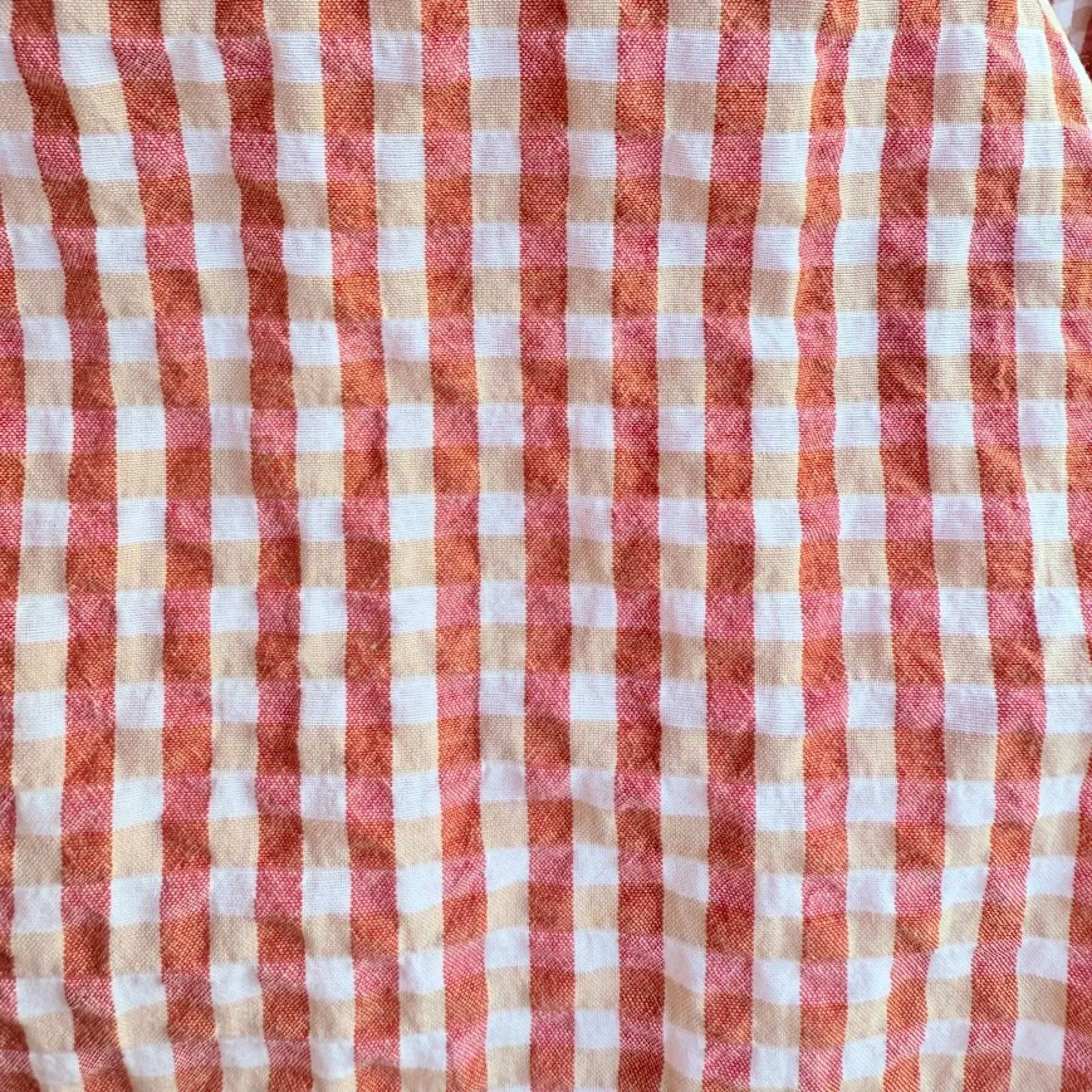 MANGO Vichy Red Gingham Mini Dress with Puff Sleeves & Tiered Skirt size XS - Image 7