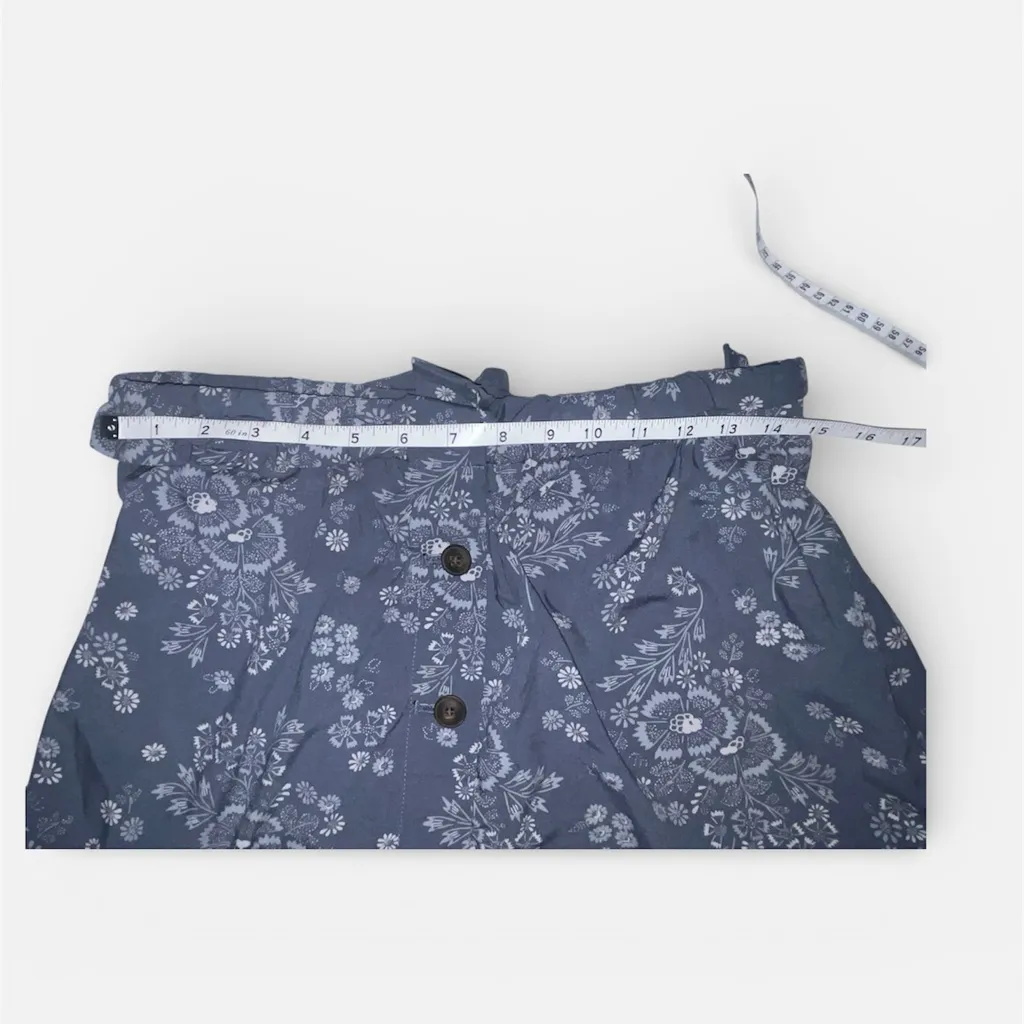 Madewell Womens Paperbag Waist Blue Floral Button Front Skirt Medium - Image 5