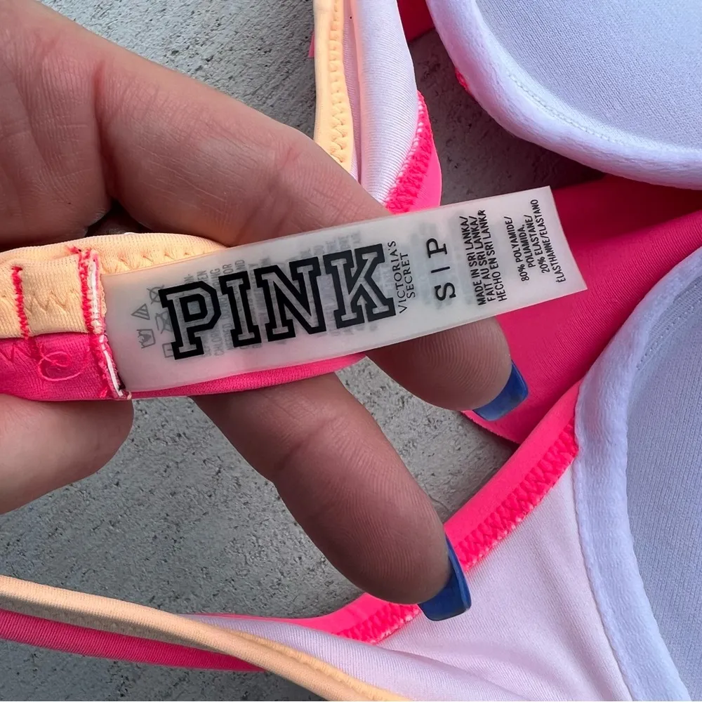 Victoria’s Secret Pink Orange Ombre Flutter Ruffle Halter Bikini Top SMALL - Image 5