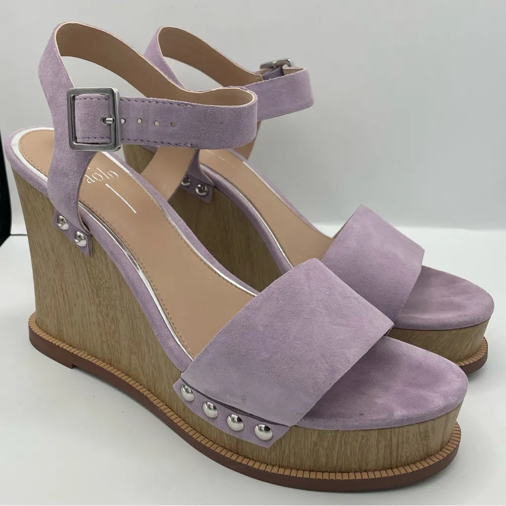 Linea Paolo Ellis suede ankle strap lilac wedge sandals women’s Size 8M Purple - Image 3