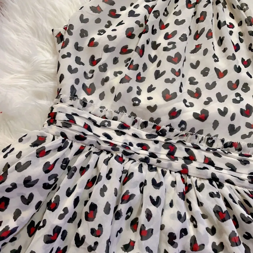 J.ING Heart Print Mini Cold Shoulder Dress White Size XS - Image 2