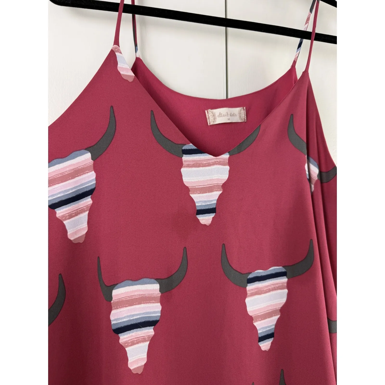 altar'd state Western Boho Bull Skull Print Cami Strap Mini Dress Size Med - Image 4