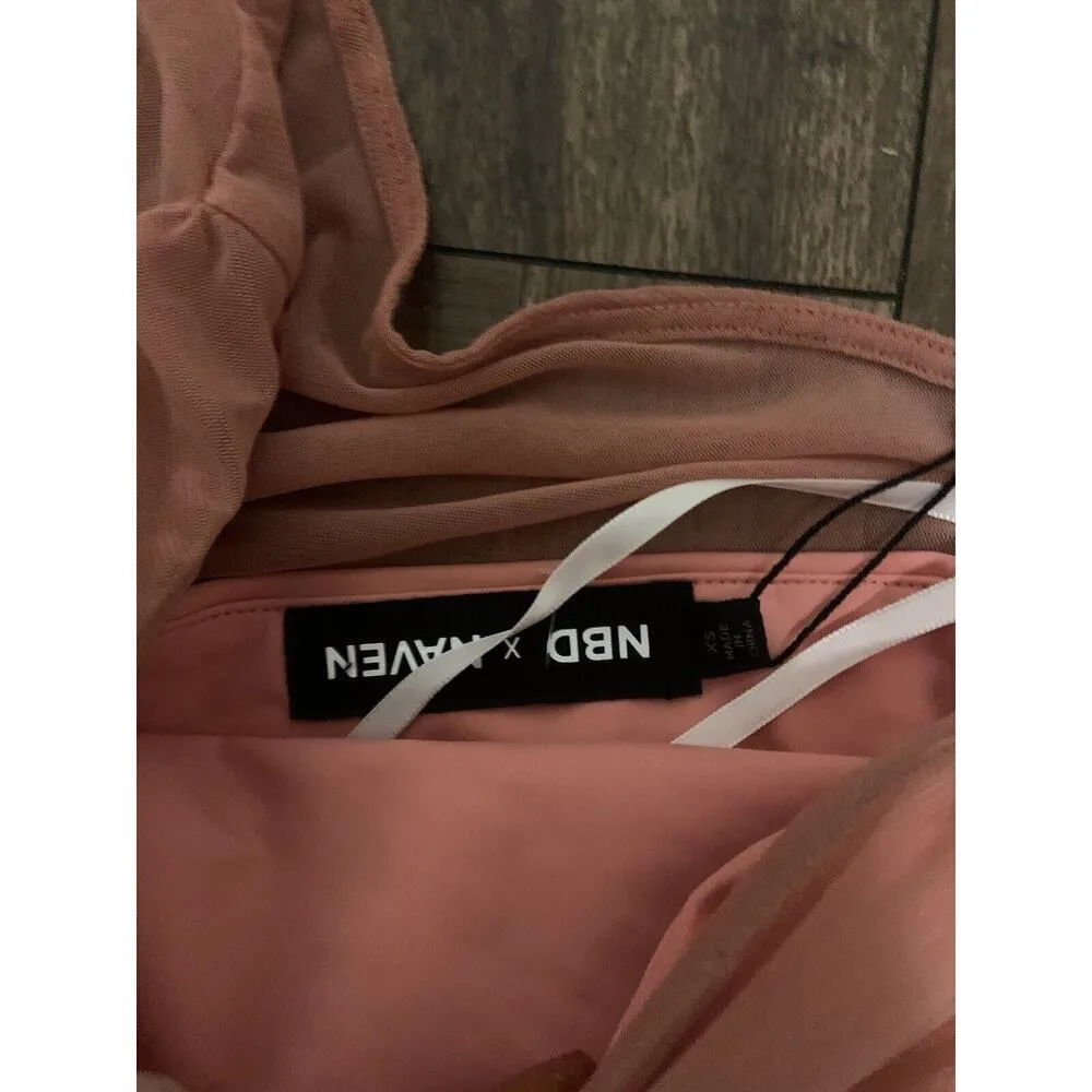 Naven Misty Dress in Pink Mauve NBD X Revolve Xs Nwt 150$ spring formal mesh - Image 5