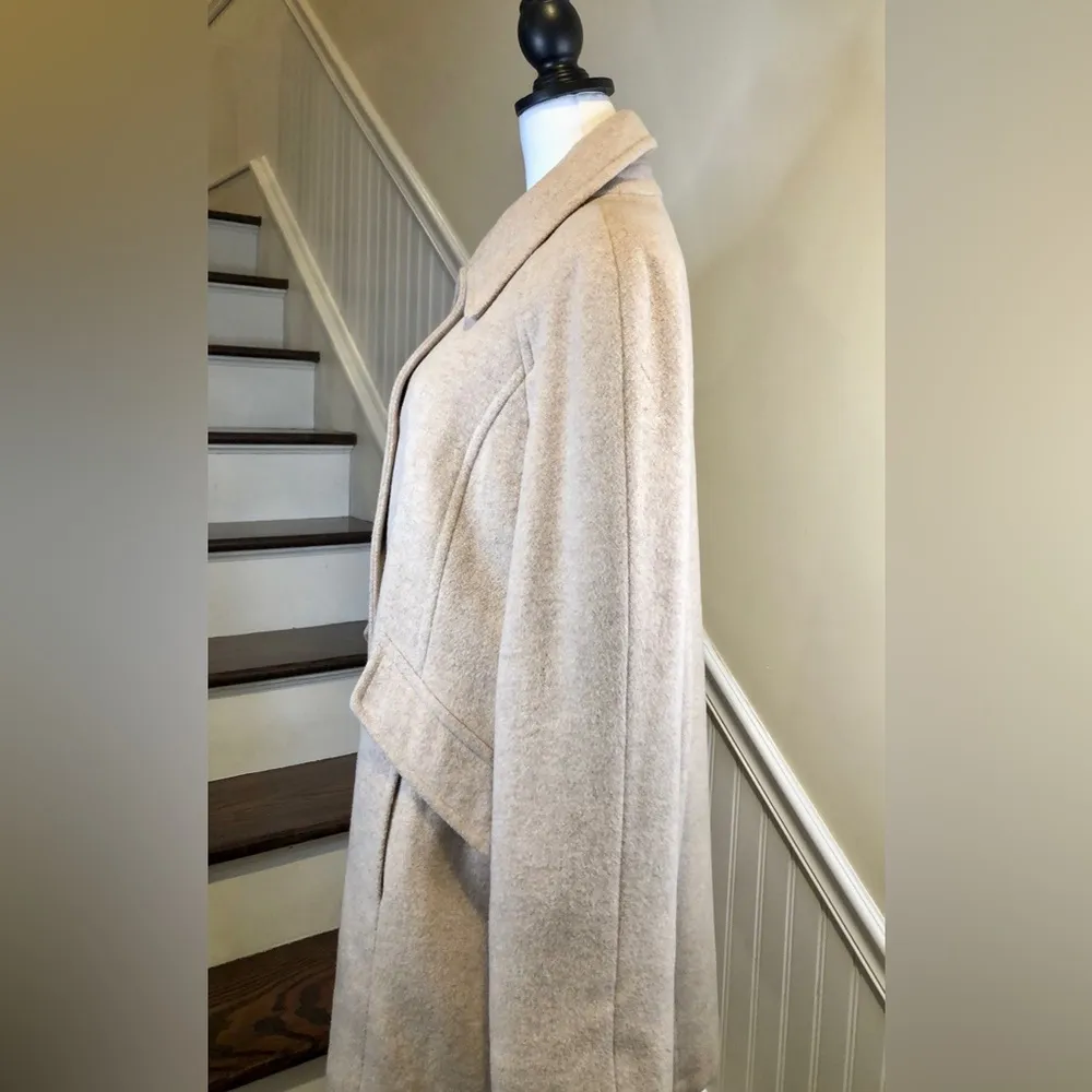 LONDON FOG Women’s Oatmeal Wool Single Breast Button Down Coat Sz - Image 9