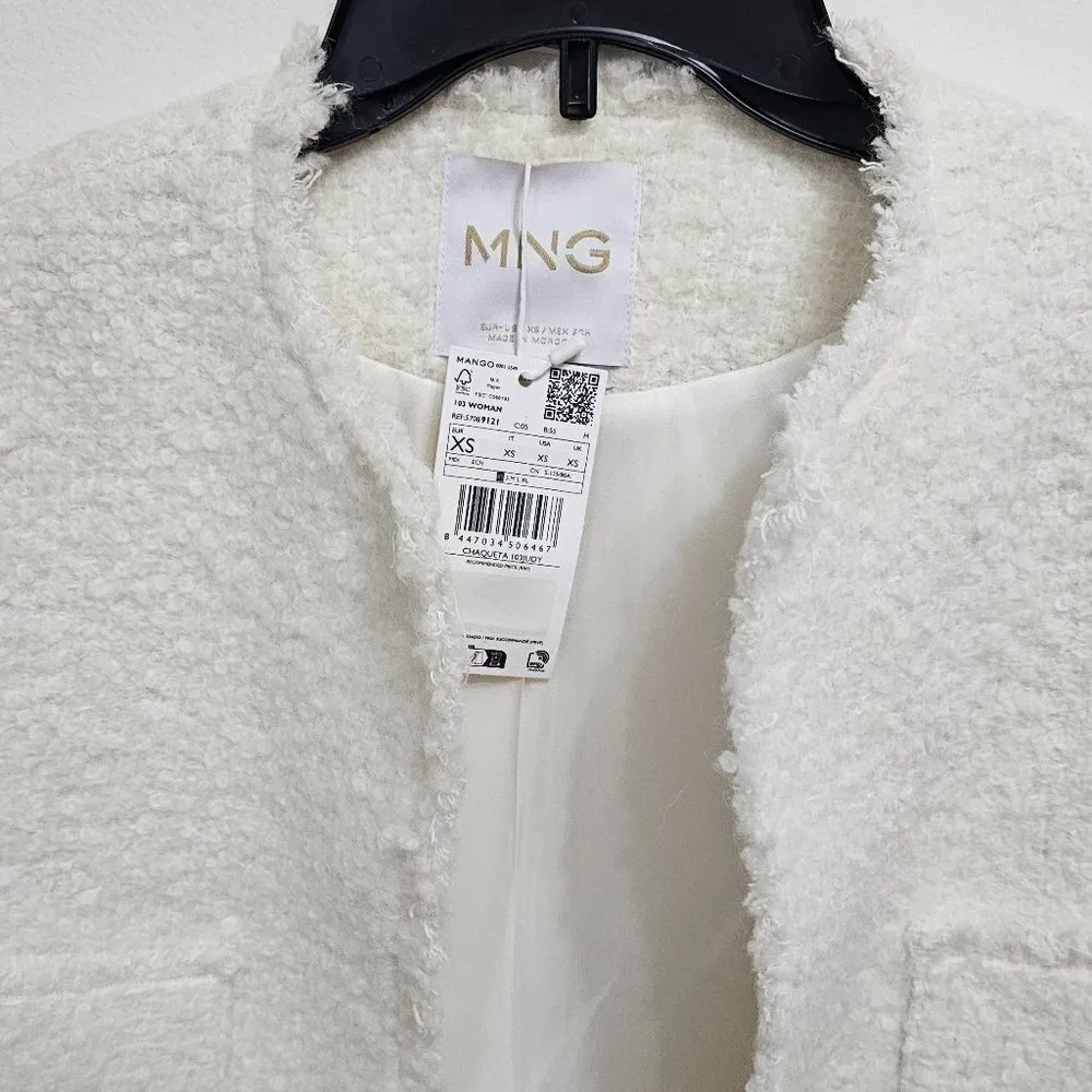 MANGO Pocket tweed jacket JUDY-LM     Ecru     Women's SIze XS    REF57089121 - Image 6