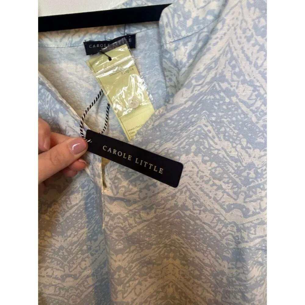 Carole Little Woman Blouse Blue White Pastel Spring Size 1x Coastal Preppy - Image 2