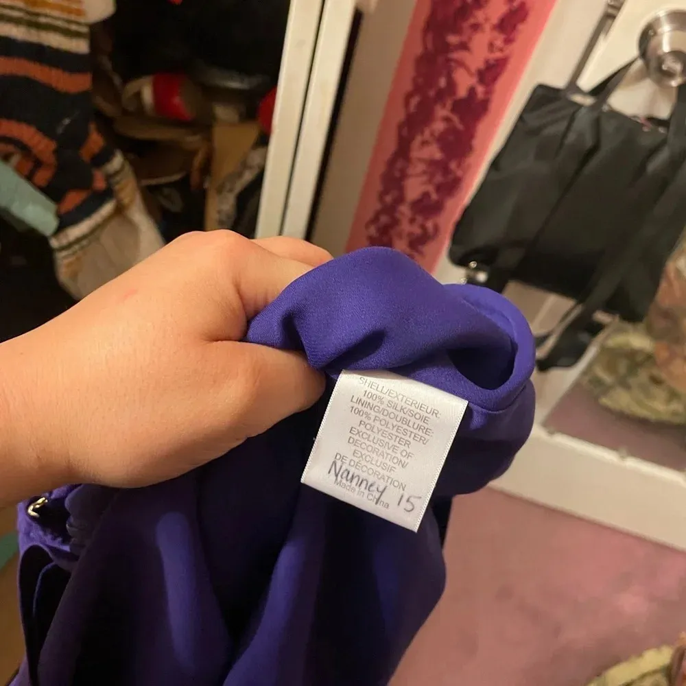 TORY BURCH PURPLE SILK RUFFLE DRESS - Image 4