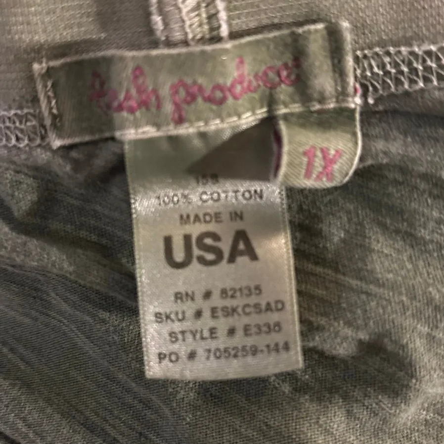 Fresh Produce Plus Size 1X Maxi Skirt Slub Cotton Pull On Green Made in USA - Image 3