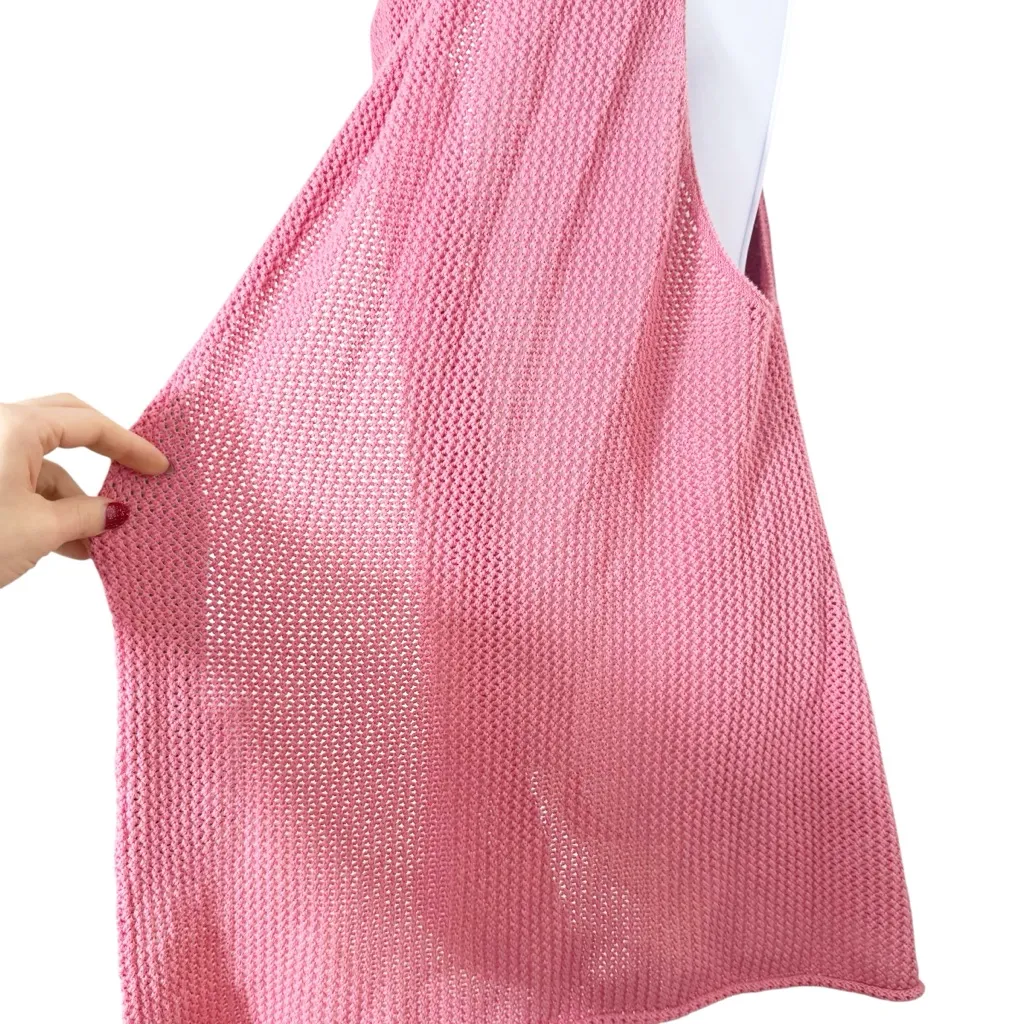 Athleta Dusty Pink Knit Crochet Open Front Vest Size Large - Image 5